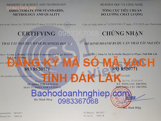 Đăng ký mã số mã vạch ở tỉnh Đắk Lắk Đăng ký Mã số mã vạch