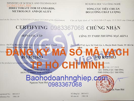 Đăng ký mã số mã vạch ở TP Hồ Chí Minh Đăng ký Mã số mã vạch