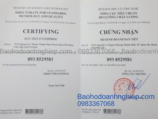 Cấp giấy chứng nhận cho hộ kinh doanh Đan Tiên Hộ kinh doanh Đan Tiên
